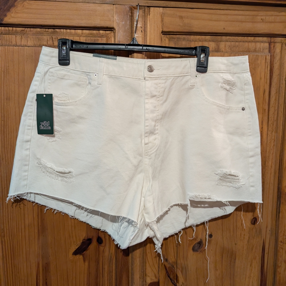 Wild Fable White Jean Shorts Distressed Cut-Off
